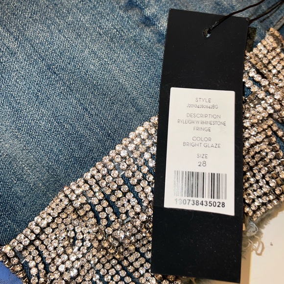 NWT $498 Veronica Beard Jean 28 Straight Ryleigh Pants with Fringe Rhinestones - Picture 6 of 6